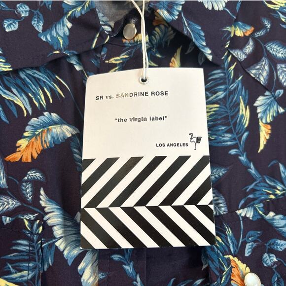 NWT Free People x Sandrine Hawaiian Print Button Down, Blue, Women’s Medium - Picture 3 of 6